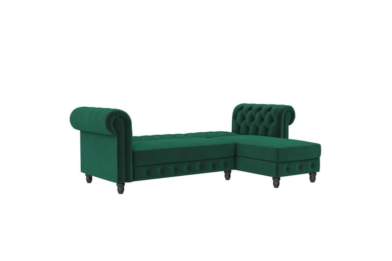 Bäddsoffa Felix 241x154x83 cm, Mörkgrön, Sammet - 241x154x83 cm, Mörkgrön, Sammet - Möbler - Soffa - Bäddsoffa