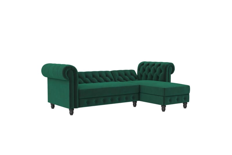 Bäddsoffa Felix 241x154x83 cm, Mörkgrön, Sammet - 241x154x83 cm, Mörkgrön, Sammet - Möbler - Soffa - Bäddsoffa