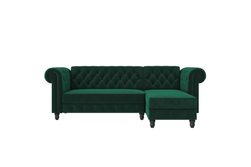 Bäddsoffa Felix 241x154x83 cm, Mörkgrön, Sammet - 241x154x83 cm, Mörkgrön, Sammet - Möbler - Soffa - Bäddsoffa