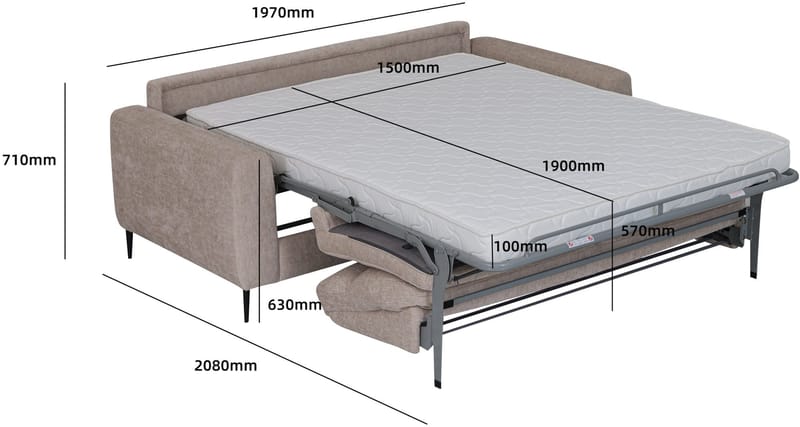 Bäddsoffa framåt bäddad beige - Hoven - Beige - Möbler - Soffa - Bäddsoffa