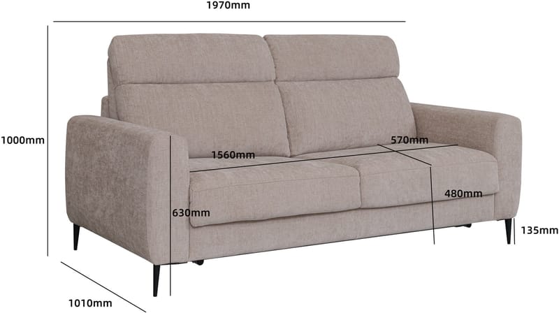 Bäddsoffa framåt bäddad beige - Hoven - Beige - Möbler - Soffa - Bäddsoffa