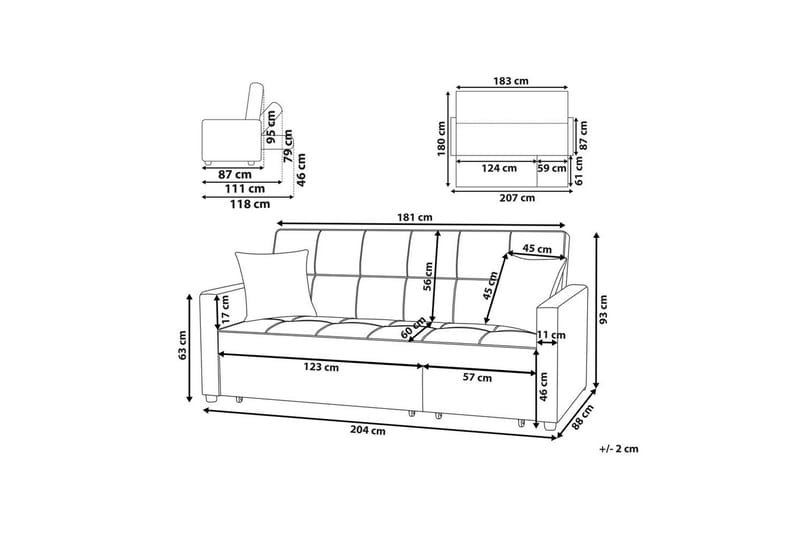 Bäddsoffa Glomma - Blå, Svart - Möbler - Soffa - Bäddsoffa