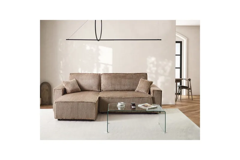 Bäddsoffa Högervänd Abacka - Brun, Svart - Möbler - Soffa - Bäddsoffa