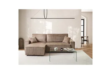 Bäddsoffa Högervänd Abacka - Brun, Svart - Möbler - Soffa - Bäddsoffa