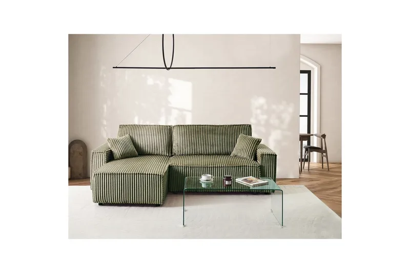 Bäddsoffa Högervänd Abacka - Grön, Svart - Möbler - Soffa - Bäddsoffa