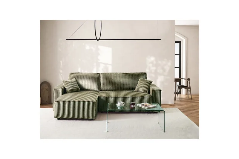 Bäddsoffa Högervänd Abacka - Grön, Svart - Möbler - Soffa - Bäddsoffa