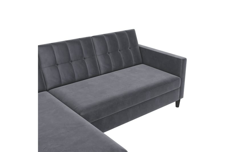 Bäddsoffa Hartford 213x153x82 cm, Antracit, Sammet - 213x153x82 cm, Antracit, Sammet - Möbler - Soffa - Bäddsoffa