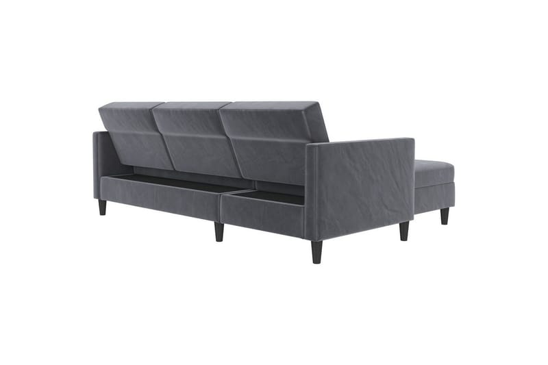 Bäddsoffa Hartford 213x153x82 cm, Antracit, Sammet - 213x153x82 cm, Antracit, Sammet - Möbler - Soffa - Bäddsoffa