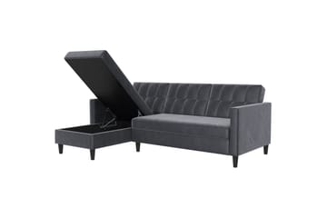 Bäddsoffa Hartford 213x153x82 cm, Antracit, Sammet - 213x153x82 cm, Antracit, Sammet - Möbler - Soffa - Bäddsoffa