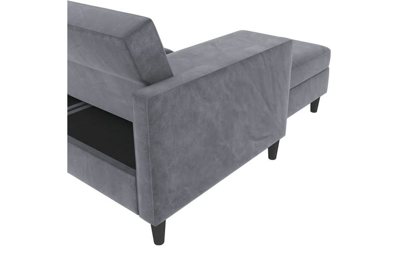 Bäddsoffa Hartford 213x153x82 cm, Antracit, Sammet - 213x153x82 cm, Antracit, Sammet - Möbler - Soffa - Bäddsoffa
