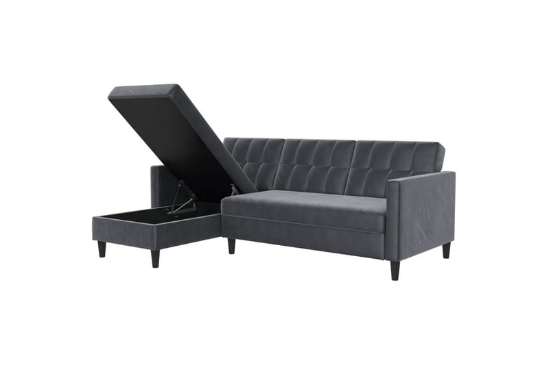 Bäddsoffa Hartford 213x153x82 cm, Antracit, Sammet - 213x153x82 cm, Antracit, Sammet - Möbler - Soffa - Bäddsoffa