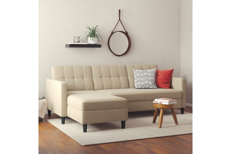 Bäddsoffa Hartford 213x153x82 cm, Cappuccino, Linnetyg Utseende (100% Polyester - 213x153x82 cm, Cappuccino, Linnetyg Utseende (100% Polyester - Möbler - Soffa - Bäddsoffa