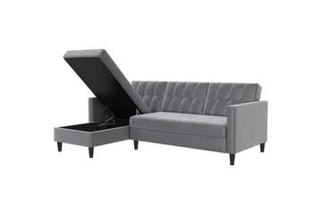 Bäddsoffa Hartford 213x153x82 cm, Grå, Sammet - 213x153x82 cm, Grå, Sammet - Möbler - Soffa - Bäddsoffa