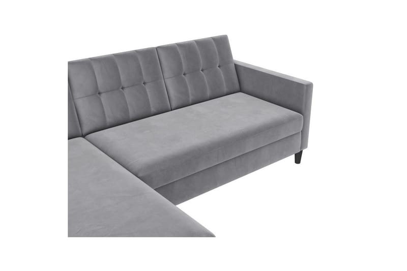 Bäddsoffa Hartford 213x153x82 cm, Grå, Sammet - 213x153x82 cm, Grå, Sammet - Möbler - Soffa - Bäddsoffa
