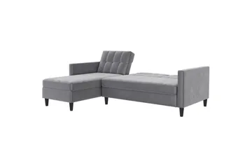 Bäddsoffa Hartford 213x153x82 cm, Grå, Sammet - 213x153x82 cm, Grå, Sammet - Möbler - Soffa - Bäddsoffa