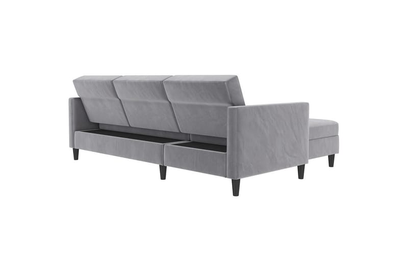 Bäddsoffa Hartford 213x153x82 cm, Grå, Sammet - 213x153x82 cm, Grå, Sammet - Möbler - Soffa - Bäddsoffa