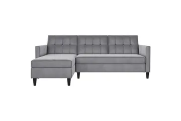 Bäddsoffa Hartford 213x153x82 cm, Grå, Sammet - 213x153x82 cm, Grå, Sammet - Möbler - Soffa - Bäddsoffa