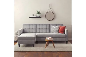 Bäddsoffa Hartford 213x153x82 cm, Grå, Sammet - 213x153x82 cm, Grå, Sammet - Möbler - Soffa - Bäddsoffa
