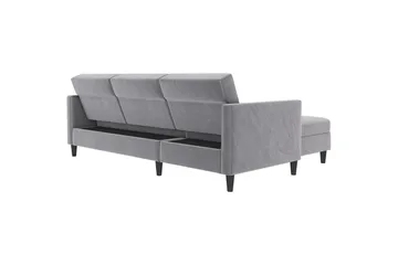 Bäddsoffa Hartford 213x153x82 cm, Grå, Sammet - 213x153x82 cm, Grå, Sammet - Möbler - Soffa - Bäddsoffa
