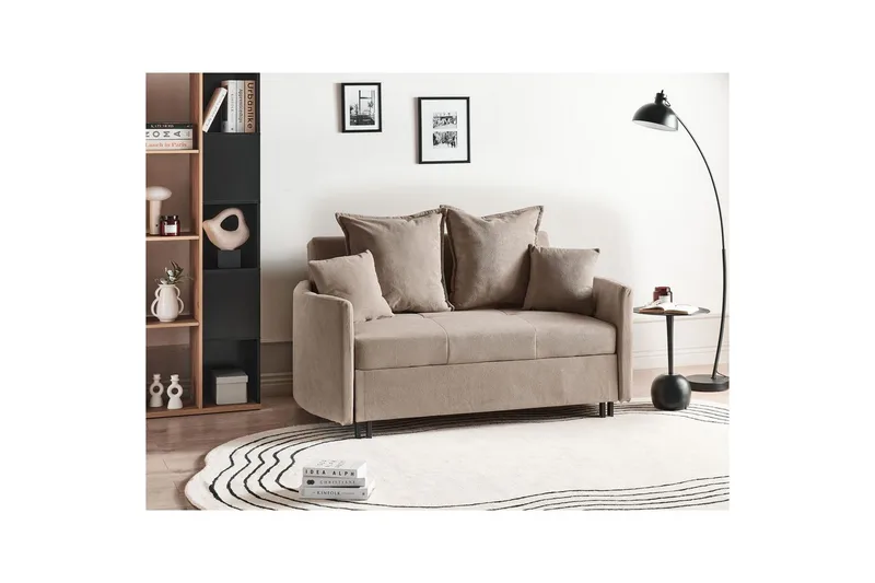 Bäddsoffa Hovin - Beige, svart - Möbler - Soffa - Bäddsoffa