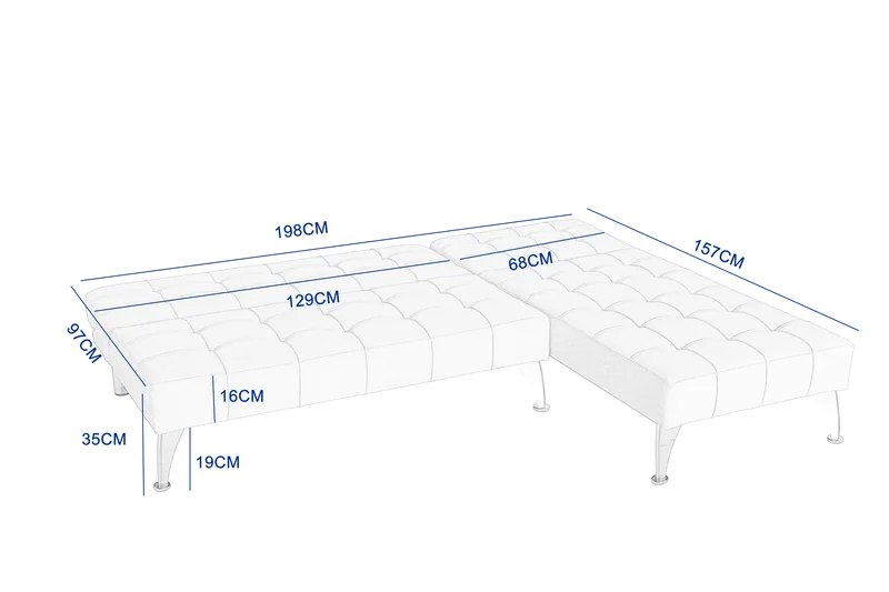 Bäddsoffa med divan brun sammet 198 cm - brun - Möbler - Soffa - Bäddsoffa