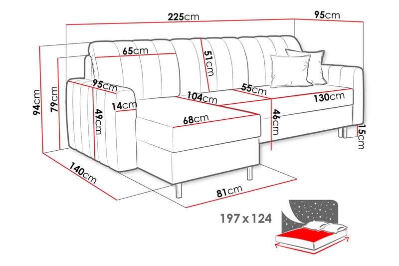 Bäddsoffa med divan - Grå - Bäddsoffa - Bäddsoffa divan - Sammetssoffa