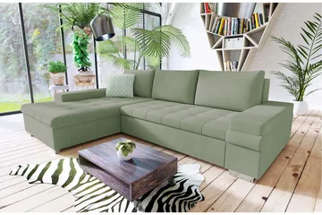 Bäddsoffa med divan - Grön - Möbler - Soffa - Bäddsoffa
