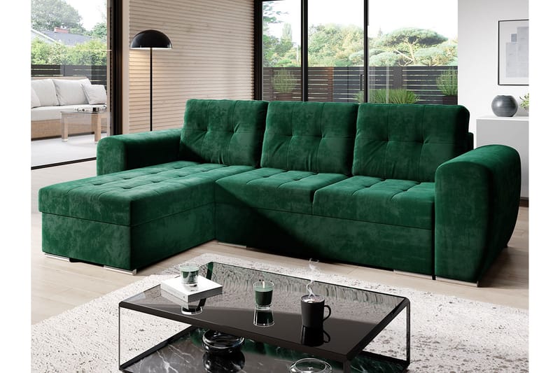 Bäddsoffa med divan - Grön - Möbler - Soffa - Bäddsoffa