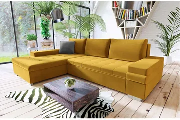 Bäddsoffa med divan - Gul - Möbler - Soffa - Bäddsoffa