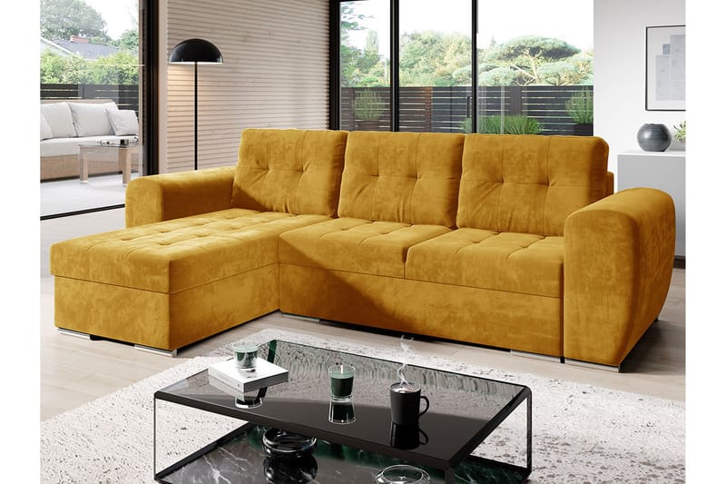 Bäddsoffa med divan - Gul - Möbler - Soffa - Bäddsoffa