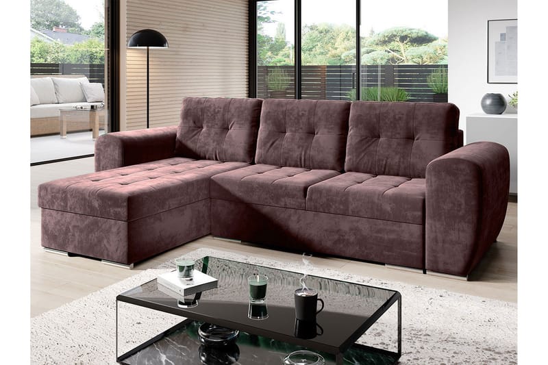 Bäddsoffa med divan - Lila - Möbler - Soffa - Bäddsoffa