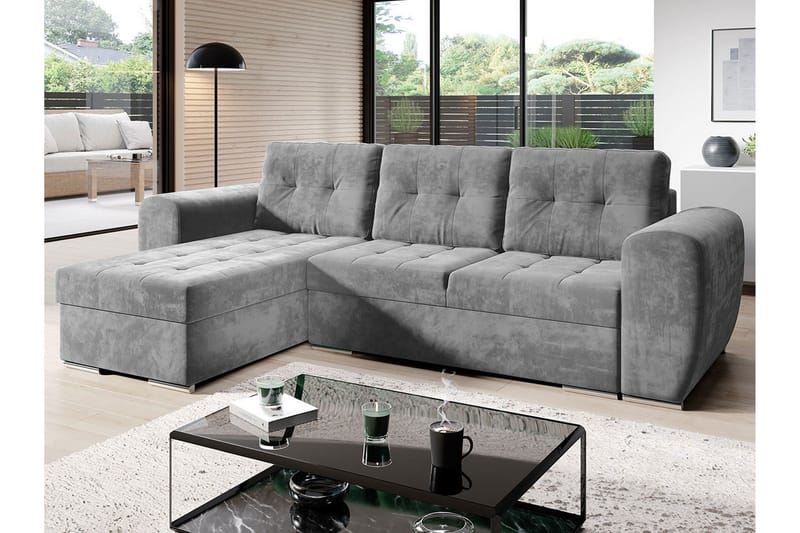 Bäddsoffa med divan - Ljusgrå - Möbler - Soffa - Bäddsoffa