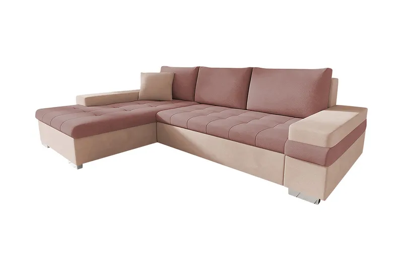Bäddsoffa med divan, Rosa