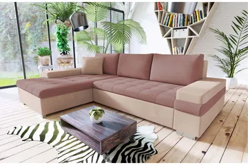 Bäddsoffa med divan - Rosa - Möbler - Soffa - Bäddsoffa