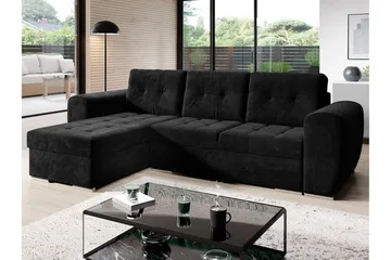 Bäddsoffa med divan - Svart - Möbler - Soffa - Bäddsoffa