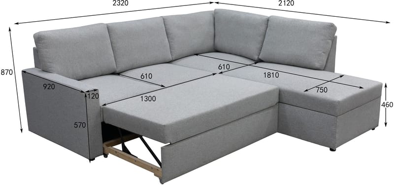 Bäddsoffa med förvaring - Grå - Möbler - Soffa - Bäddsoffa