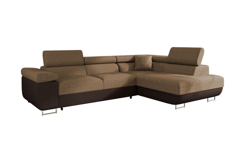 Bäddsoffa med schäslong - Brun - Möbler - Soffa - Bäddsoffa