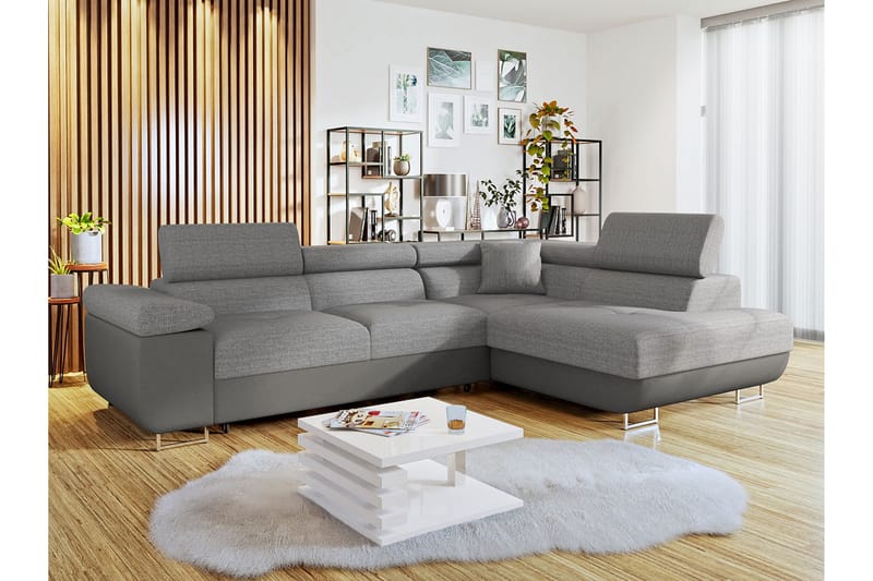 Bäddsoffa med schäslong - Grå - Möbler - Soffa - Bäddsoffa