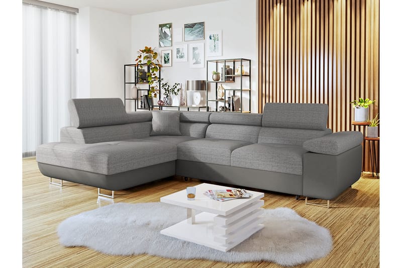 Bäddsoffa med schäslong - Grå - Möbler - Soffa - Bäddsoffa