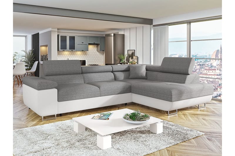 Bäddsoffa med schäslong - Grå - Möbler - Soffa - Bäddsoffa