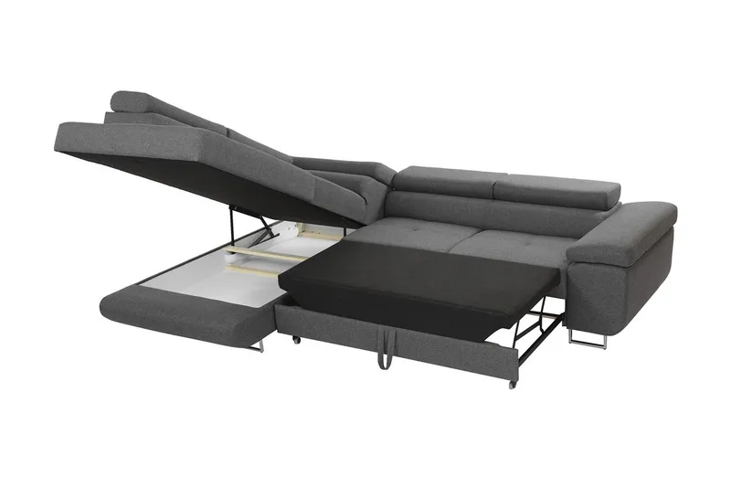 Bäddsoffa med schäslong - Grå - Möbler - Soffa - Bäddsoffa