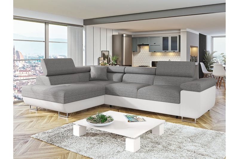 Bäddsoffa med schäslong - Grå - Möbler - Soffa - Bäddsoffa