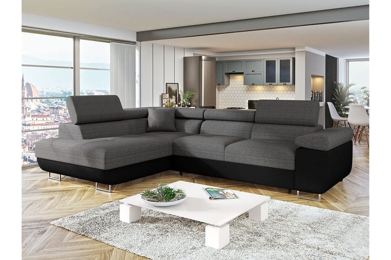 Bäddsoffa med schäslong - Grå - Möbler - Soffa - Bäddsoffa