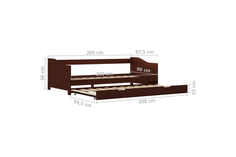 Bäddsoffa ram furu mörkbrun 90x200 cm - Brun - Möbler - Soffa - Bäddsoffa