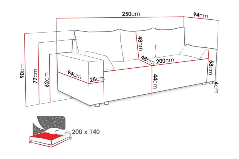 Bäddsoffa - Rosa - Möbler - Soffa - Bäddsoffa