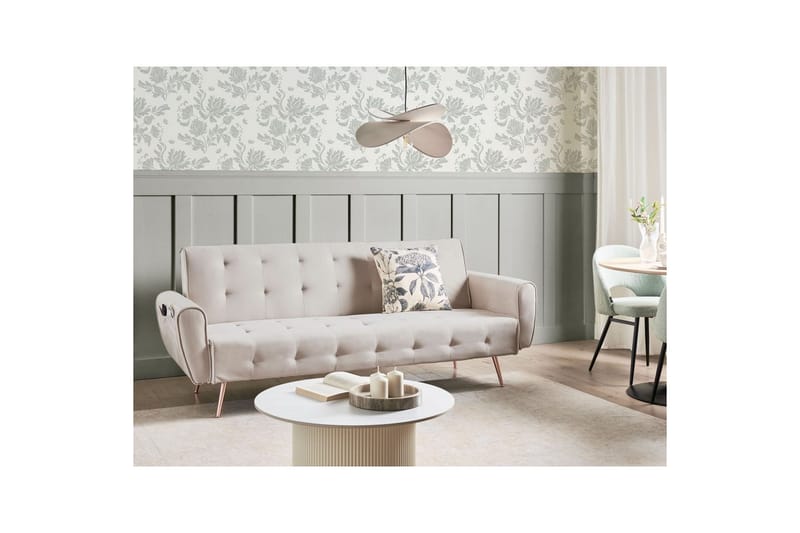 Bäddsoffa Selnes - Beige, koppar - Möbler - Soffa - Bäddsoffa