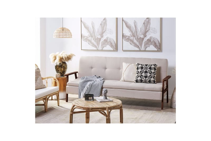 Bäddsoffa Tjorn - Beige, mörkt trä, 185x110 cm - Möbler - Soffa - Bäddsoffa