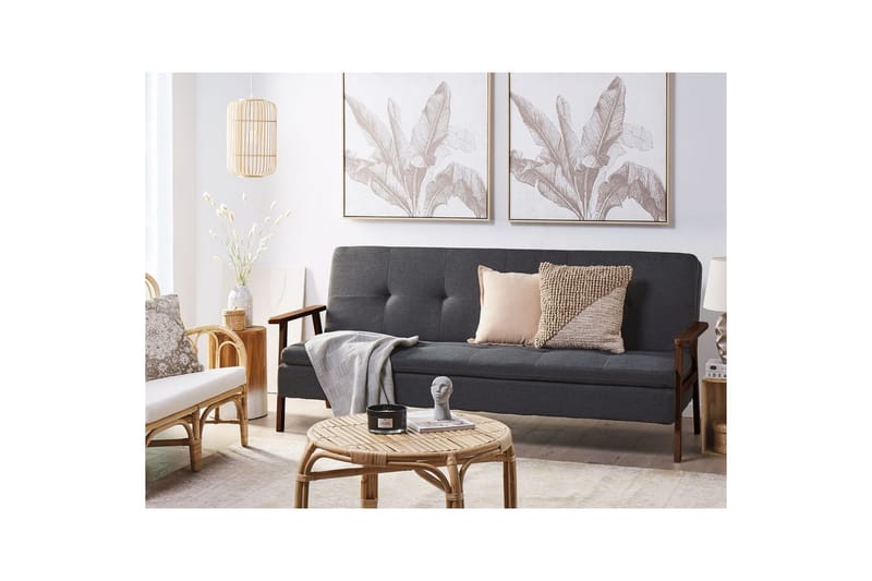 Bäddsoffa Tjorn - Mörkgrå, mörkt trä, 185x110 cm - Möbler - Soffa - Bäddsoffa
