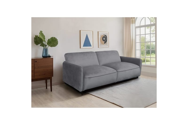 Bäddsoffa utan divan & schäslong Loft24 Bäddsoffa Loft24 Alicia Grey Velvet - Möbler - Soffa - Bäddsoffa