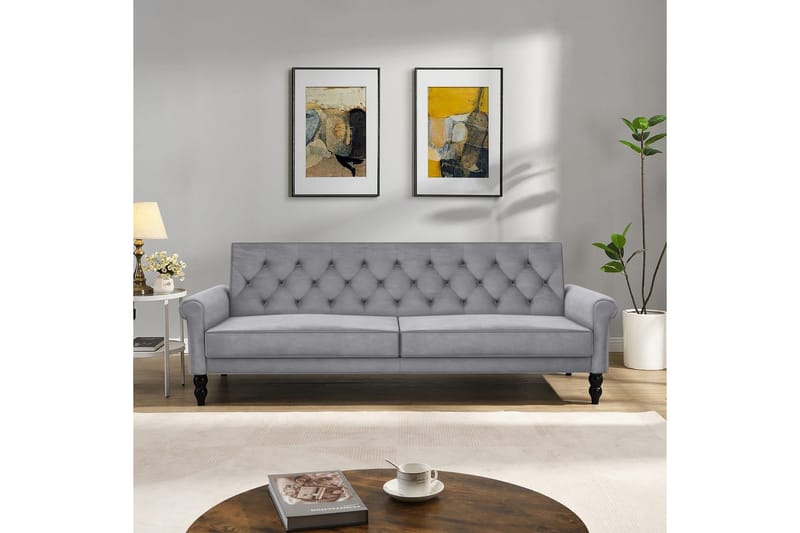 Bäddsoffa utan divan & schäslong Loft24 Tyne Bäddsoffa 3-sits Grå - Möbler - Soffa - Bäddsoffa